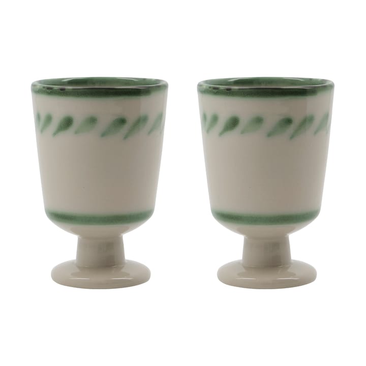 Diva mok op voet 25 cl 2-pack - Off white-Groen - House Doctor