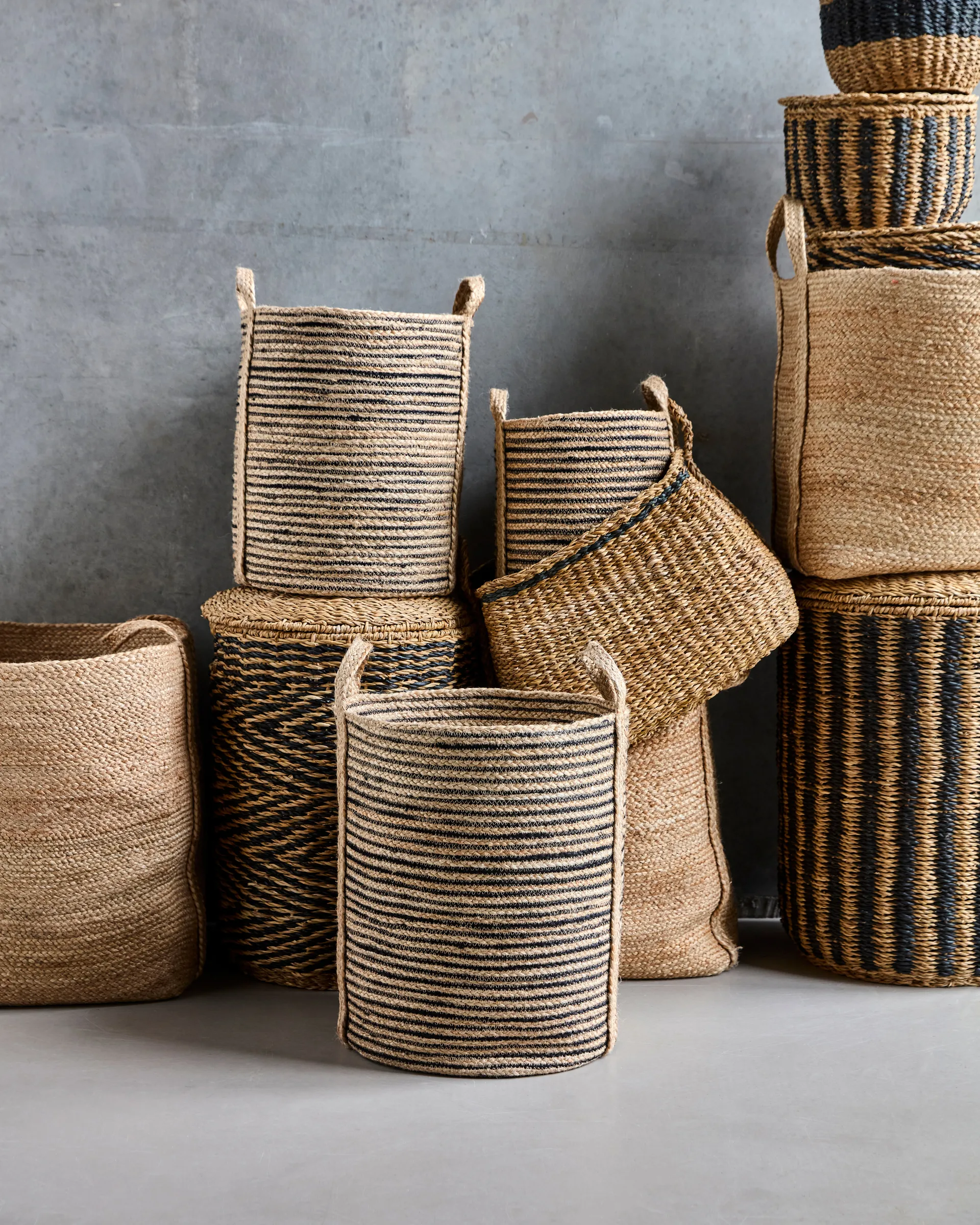 Dungi opbergmanden 3-pack, Zwart-naturel House Doctor