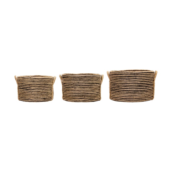 Dungi opbergmanden laag 3-pack - Zwart-naturel - House Doctor
