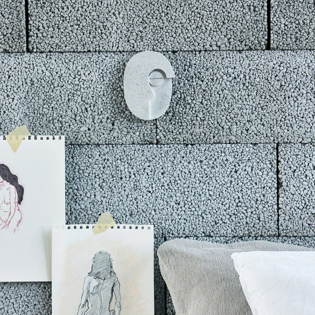 Face muurdecoratie 14 cm, Grijs House Doctor