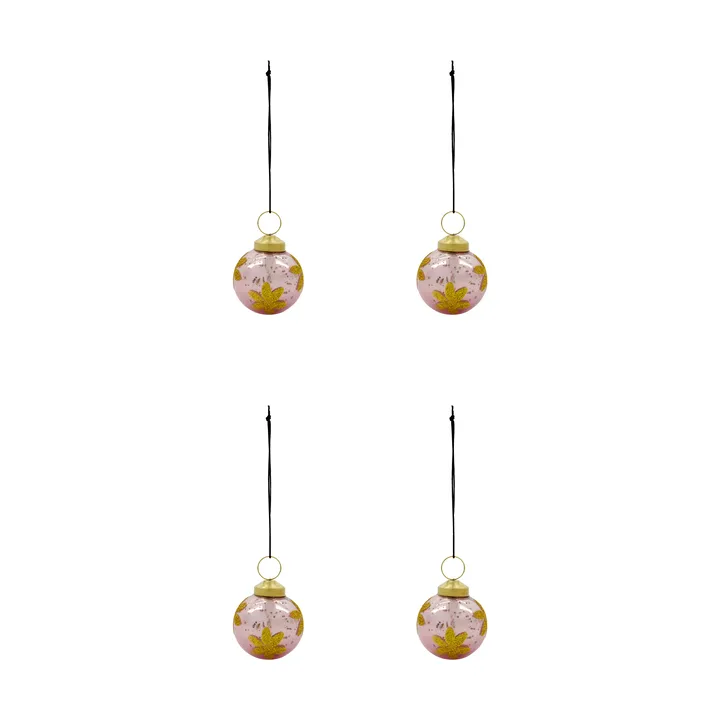 Fiore kerstbal 4-pack - Roze - House Doctor