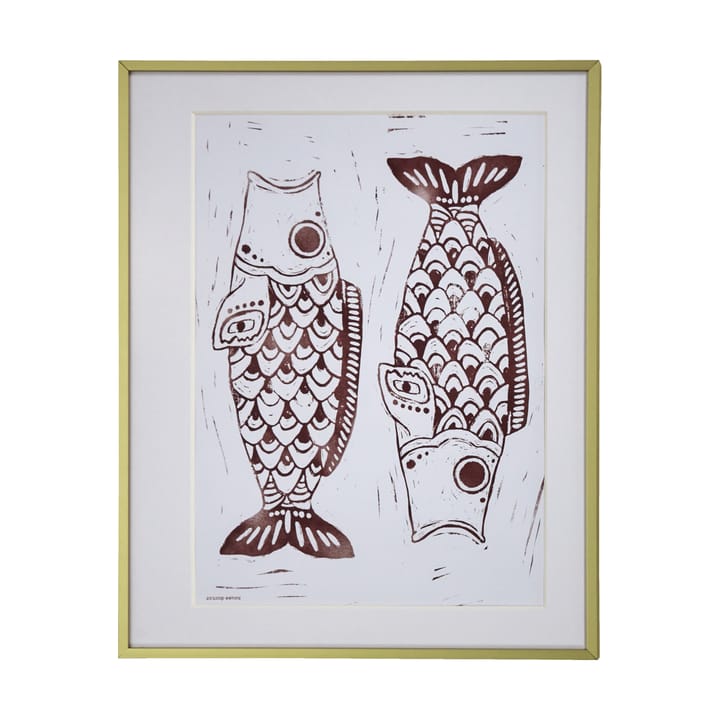 Fish wall art illustratie 40x50 cm - wijnrood - House Doctor