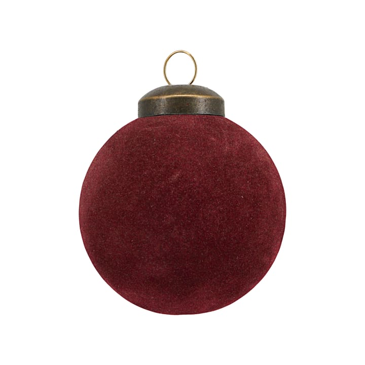 Flock kerstbal, fluweel Ø5,5 cm - Rood - House Doctor
