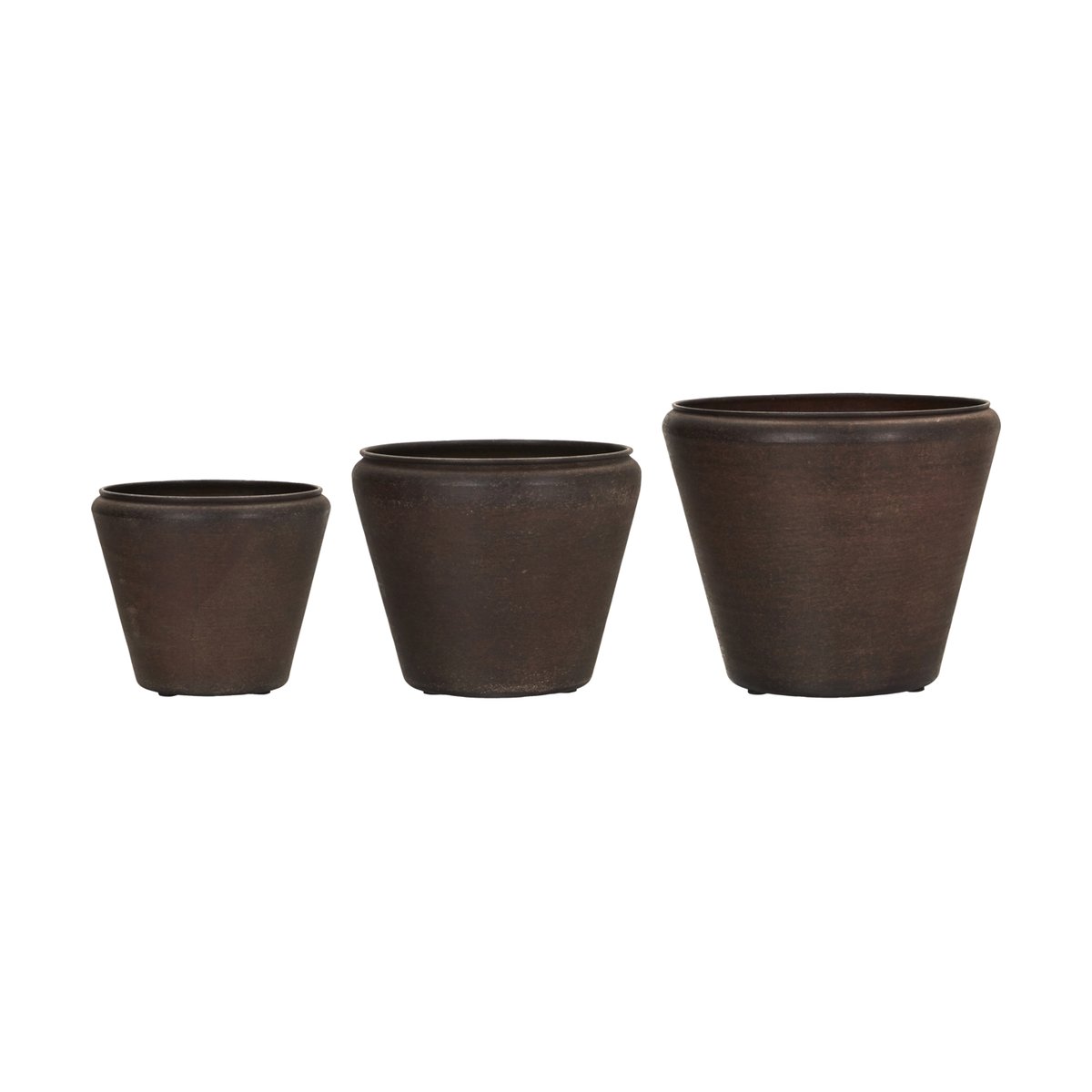 House Doctor Funnel bloempot 3-delig Antiekbruin | Scandinavisch Interieur | Bloempotten | Bruin