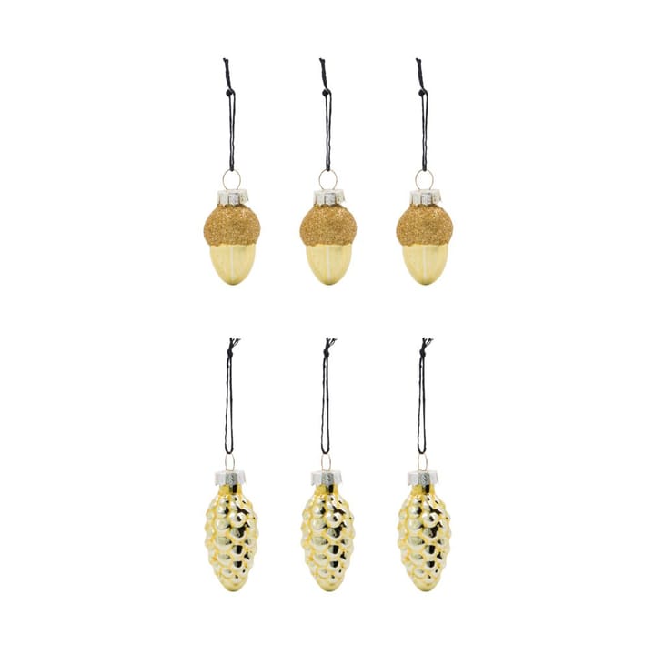 Glint kerstboomhangers 5,8 cm 6-pack - Goud - House Doctor