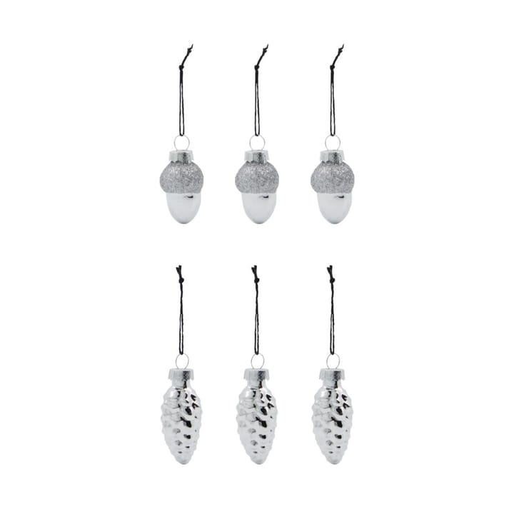 Glint kerstboomhangers 5,8 cm 6-pack, Zilver House Doctor