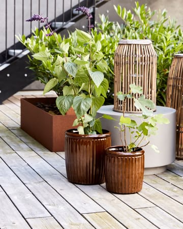 Groove bloempot 2-delig small - Bruin - House Doctor