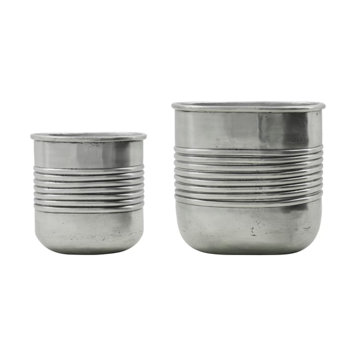 Groove bloempot aluminium ovaal 2-delig - Antiek zilverfinish - House Doctor