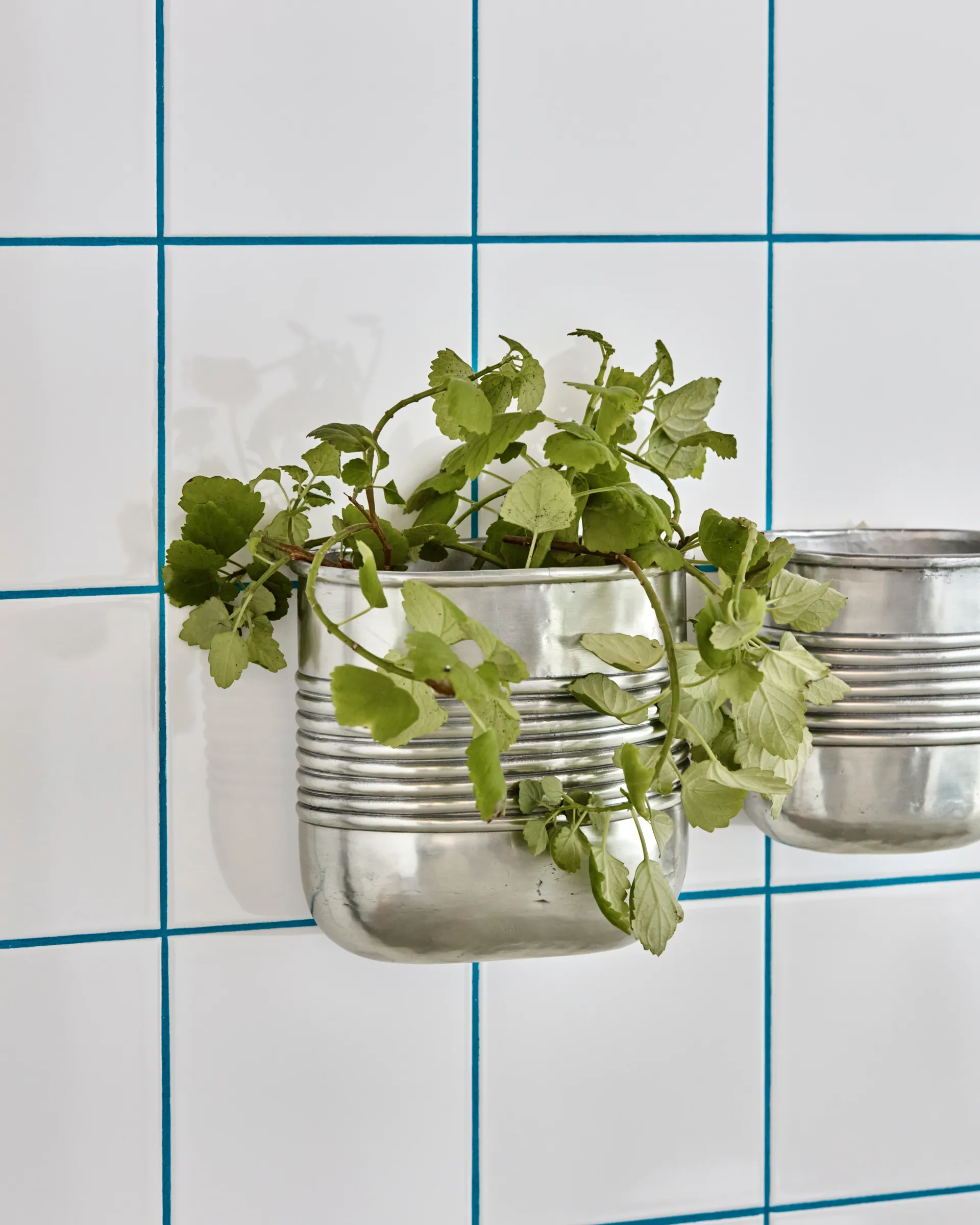 Groove bloempot aluminium ovaal 2-delig, Antiek zilverfinish House Doctor