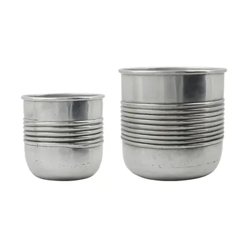 Groove pot aluminium 2 delen - Antiek zilverfinish - House Doctor
