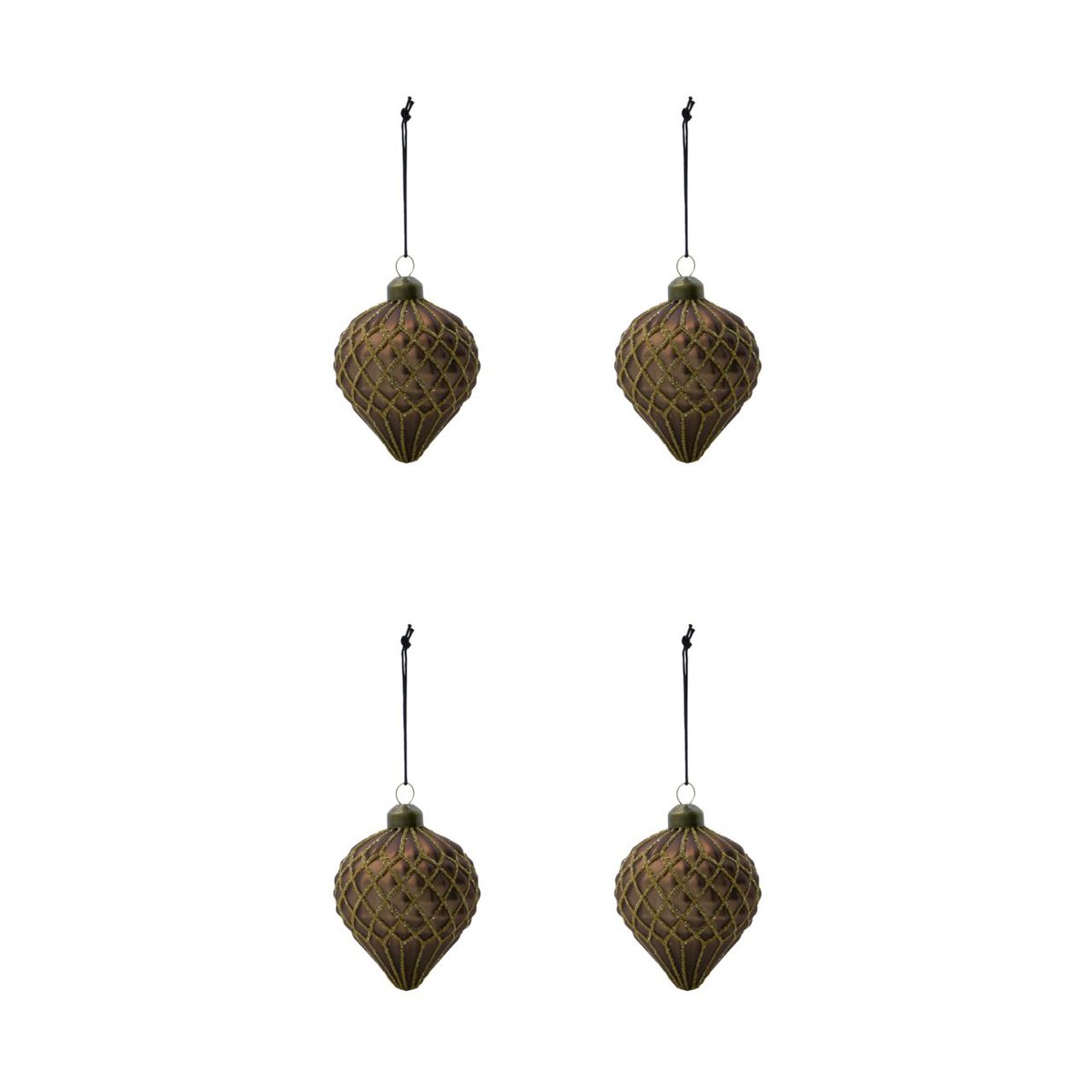 House Doctor Hinda kerstbal 9,5 cm 4-pack Bruin | Scandinavisch Interieur | Kerstdecoraties | Bruin
