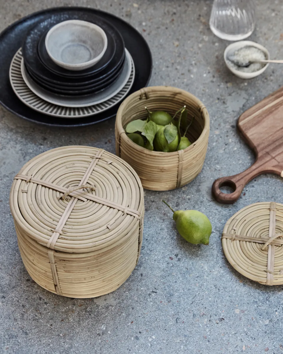 House doctor mand met deksel 2-delig, Natuur House Doctor