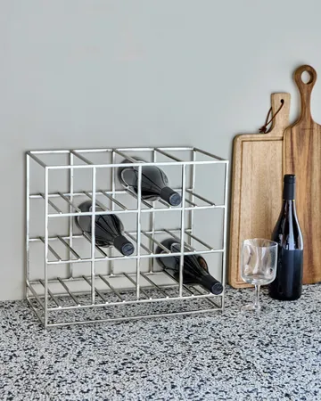 House Doctor wijnrek 12 flessen 41x35 cm - Zilverkleurige afwerking - House Doctor