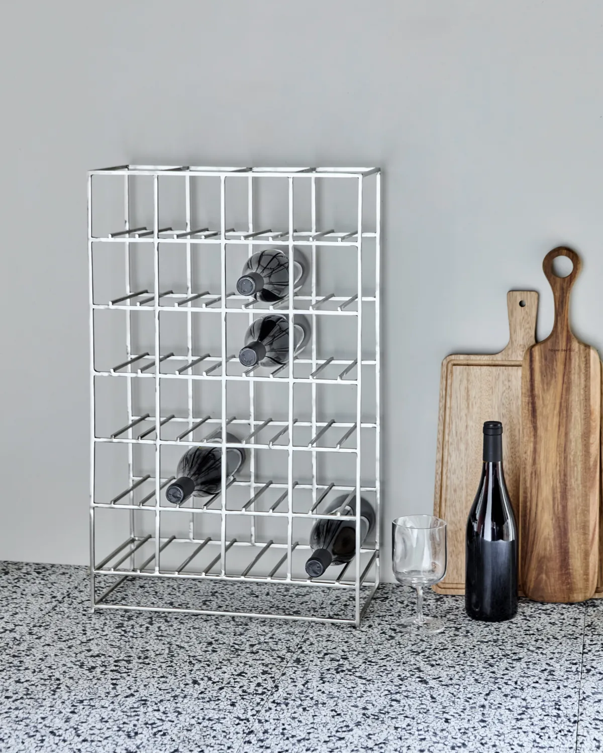 House Doctor wijnrek 24 flessen 41x67 cm, Zilverkleurige afwerking House Doctor