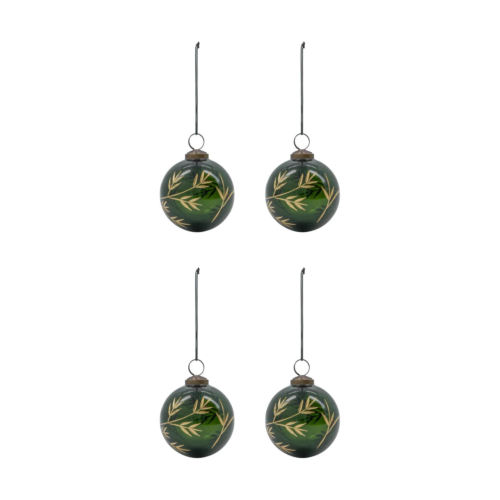 Leaf kerstbal Ø7,5 cm 4-pack
, Groen-goud House Doctor
