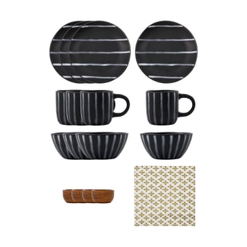 Line brunchset 16-delig - Zwart-bruin - House Doctor