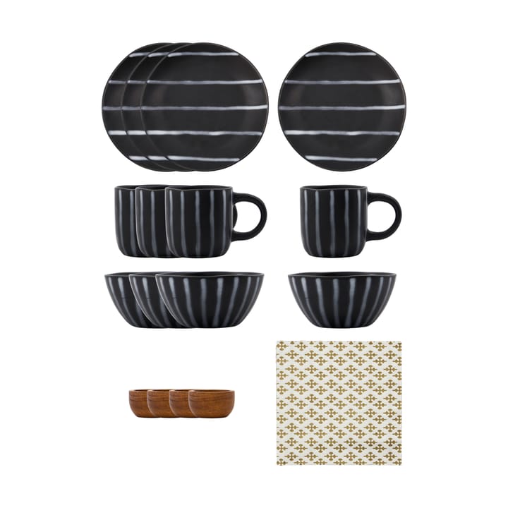 Line brunchset 16-delig - Zwart-bruin - House Doctor