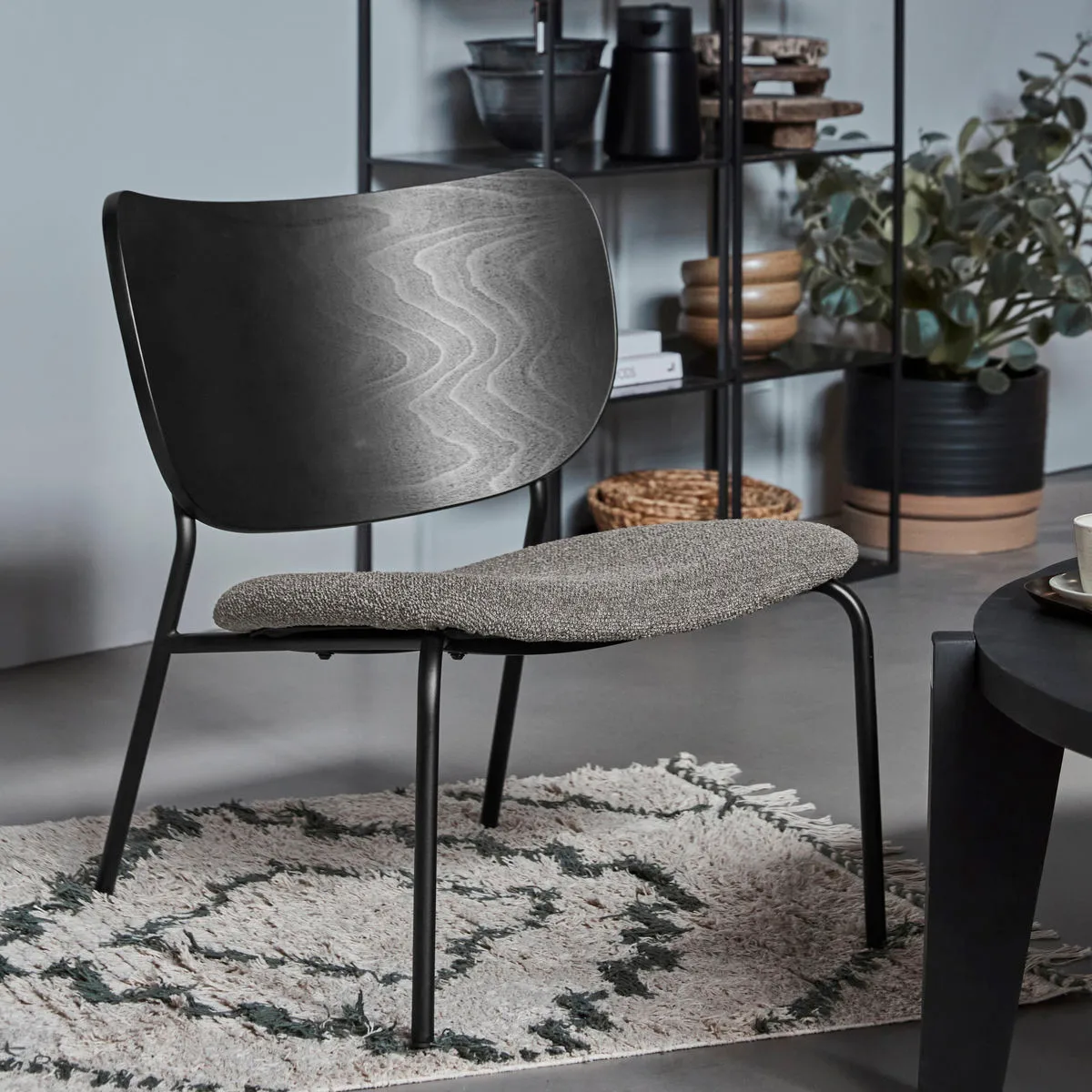 Longa lounge stoel stalen frame, Bruin boek House Doctor