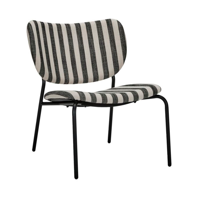 House Doctor Longa lounge stoel stalen frame Zwart-wit