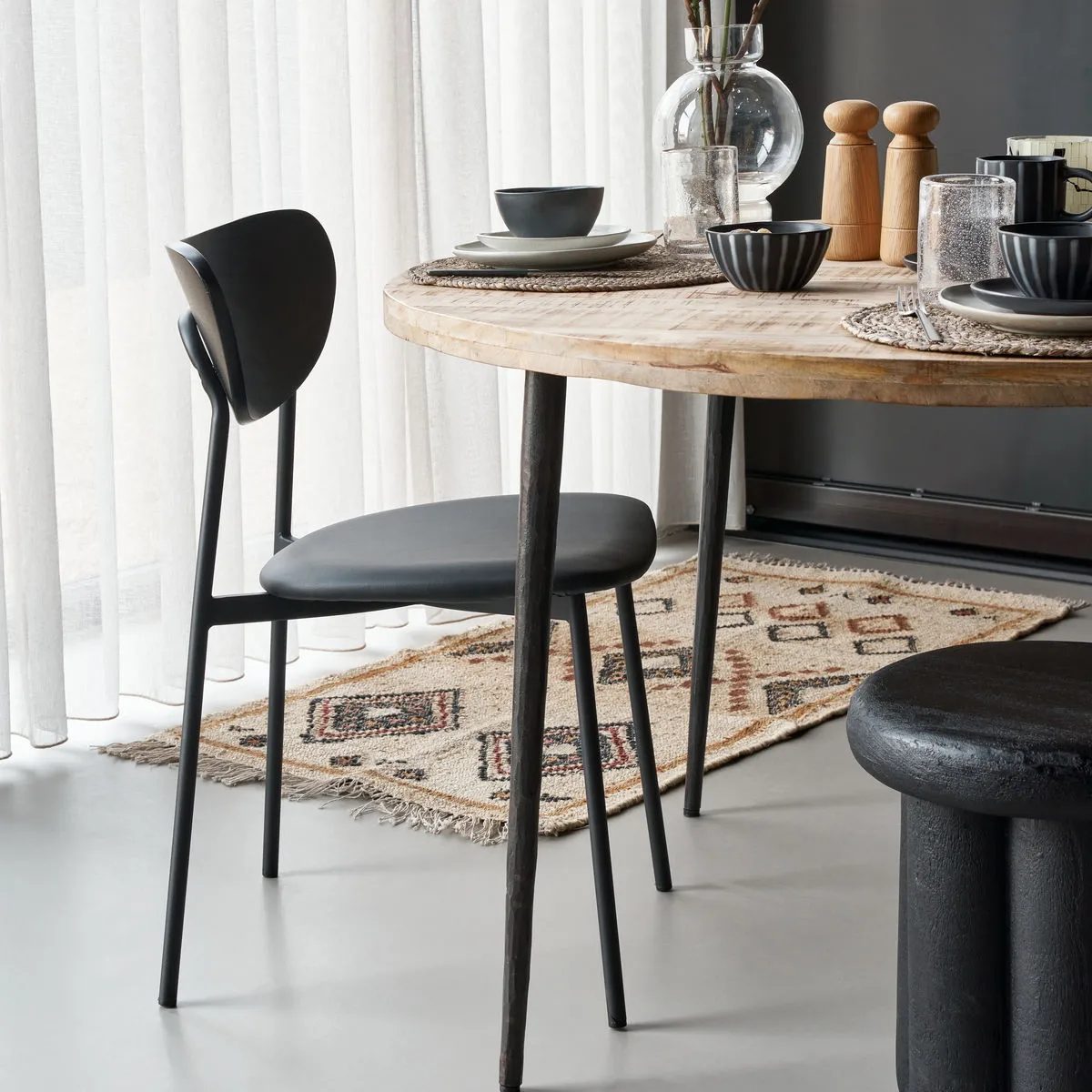 Must stoel met zitting 2-pak, Zwart House Doctor