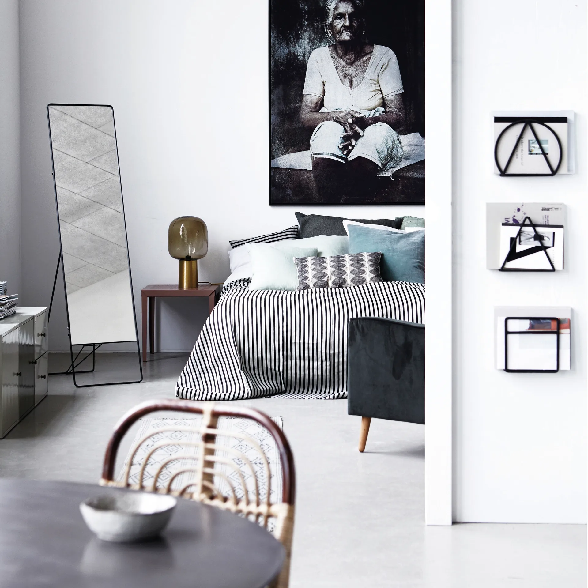 Note tafellamp, grijs-messing House Doctor