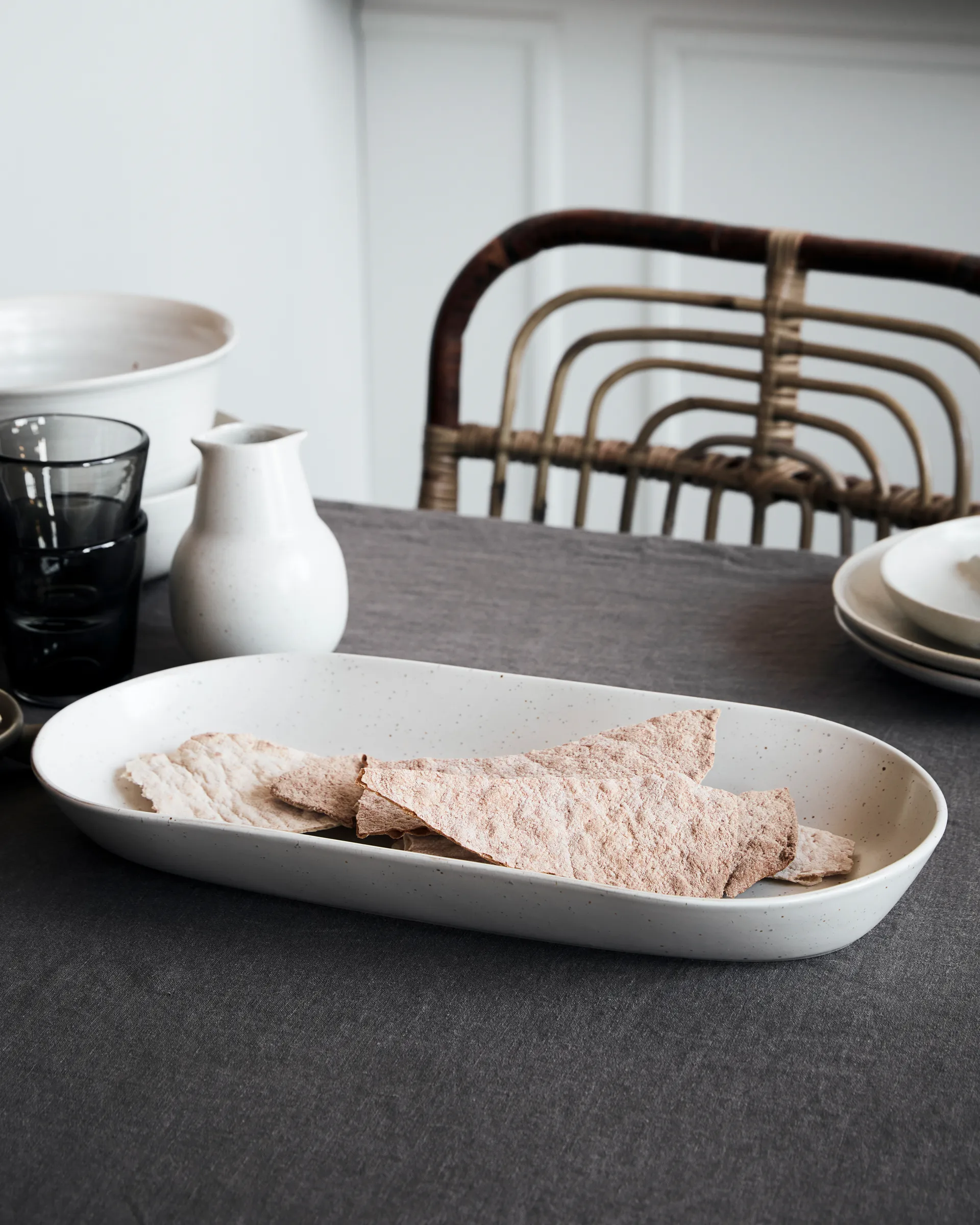 Pion serveerschotel 19x38 cm, Grijs-wit House Doctor