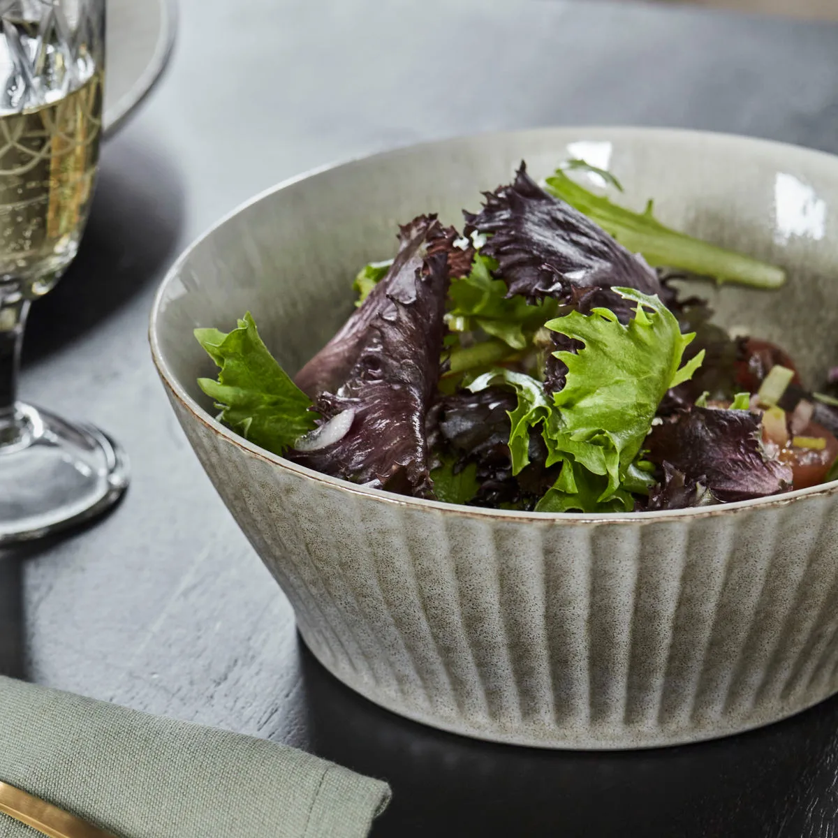 Pleat schaal Ø19 cm, Grijs-bruin House Doctor