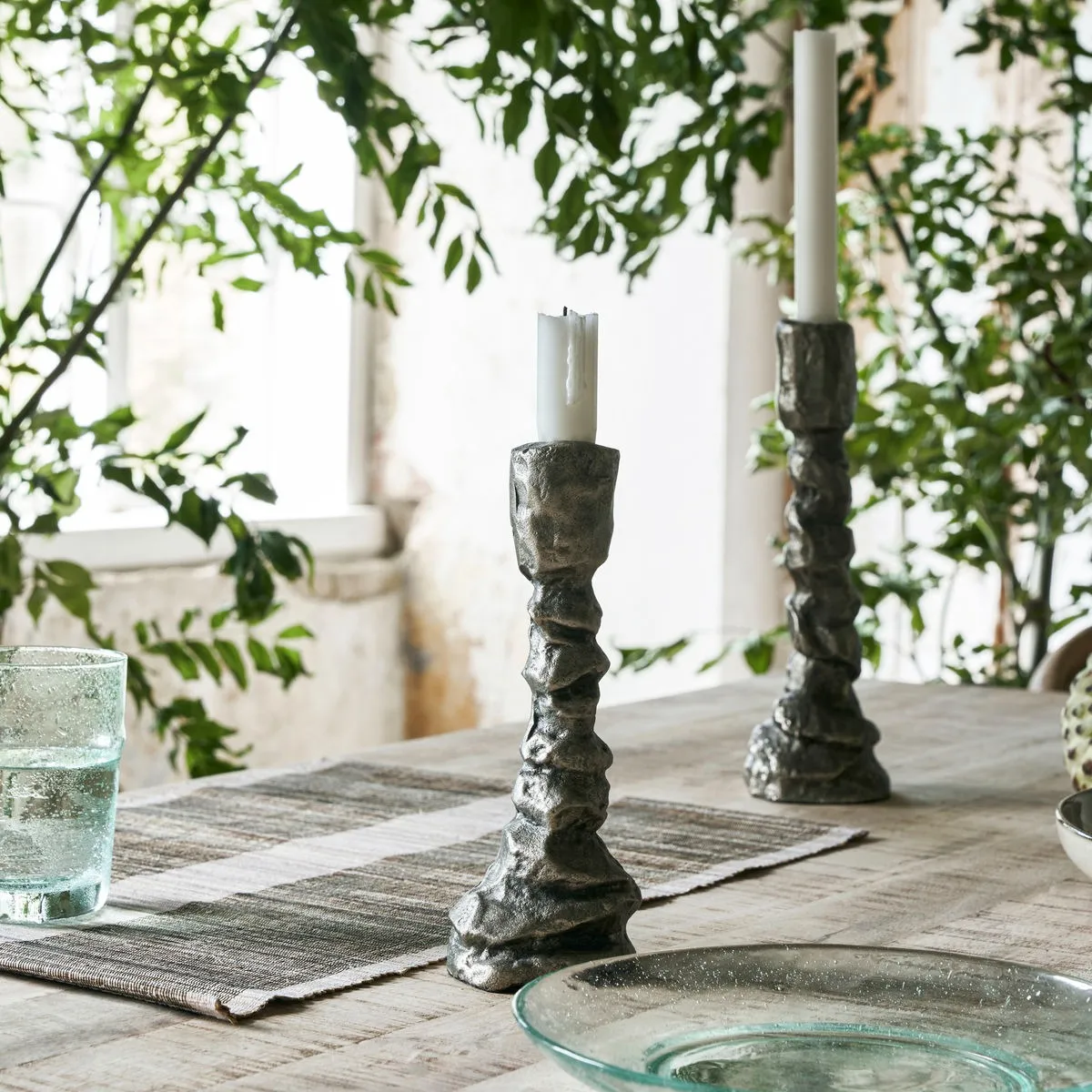 Raku kandelaar antiek zilver, 25 cm House Doctor