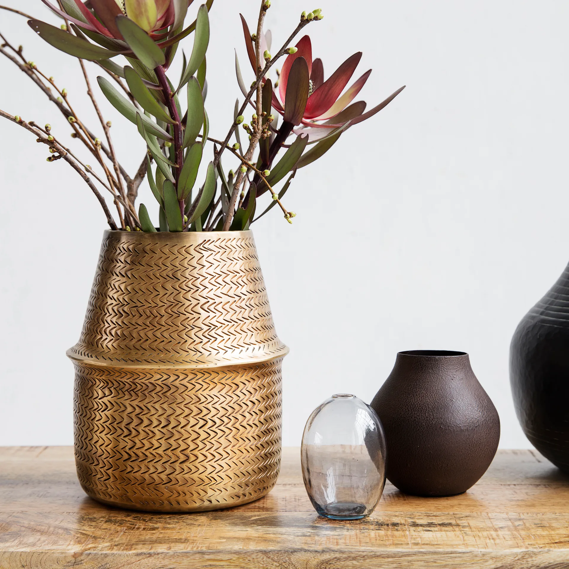 Rattan pot Ø19 cm, messing House Doctor