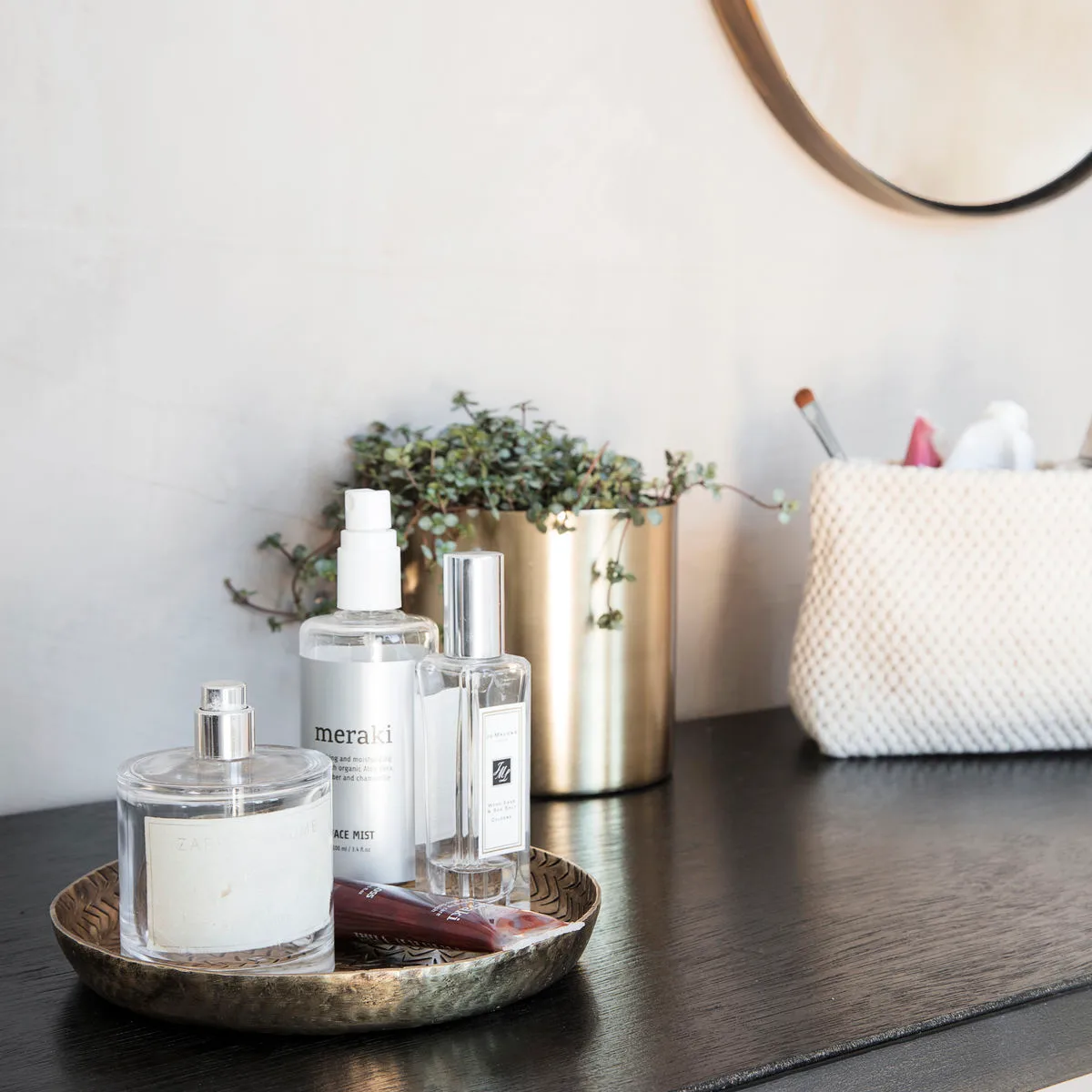 Rattan schotel met messing afwerking, 16 cm House Doctor