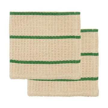 Rena vaatdoek - Zand-groen, 30x30 cm, 2-pack - House Doctor