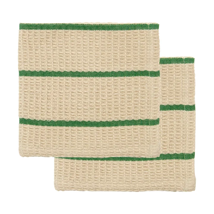 Rena vaatdoek - Zand-groen, 30x30 cm, 2-pack - House Doctor