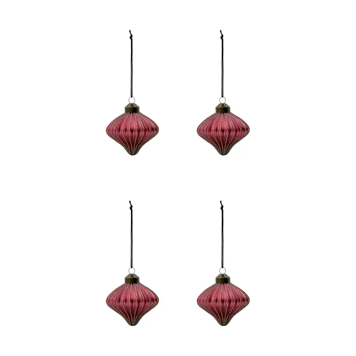 Spin kersthanger 4-pack - Vergrijsd rood - House Doctor