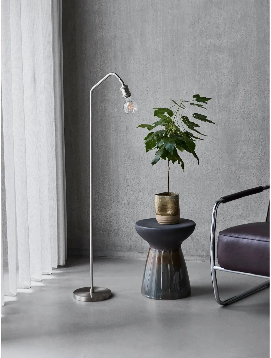 Stand vloerlamp, Geborsteld zilverkleurig, 129,5 cm House Doctor