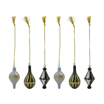 Stero kersthanger 6-delig - Zwart, wit, goud, blauw, groen - House Doctor