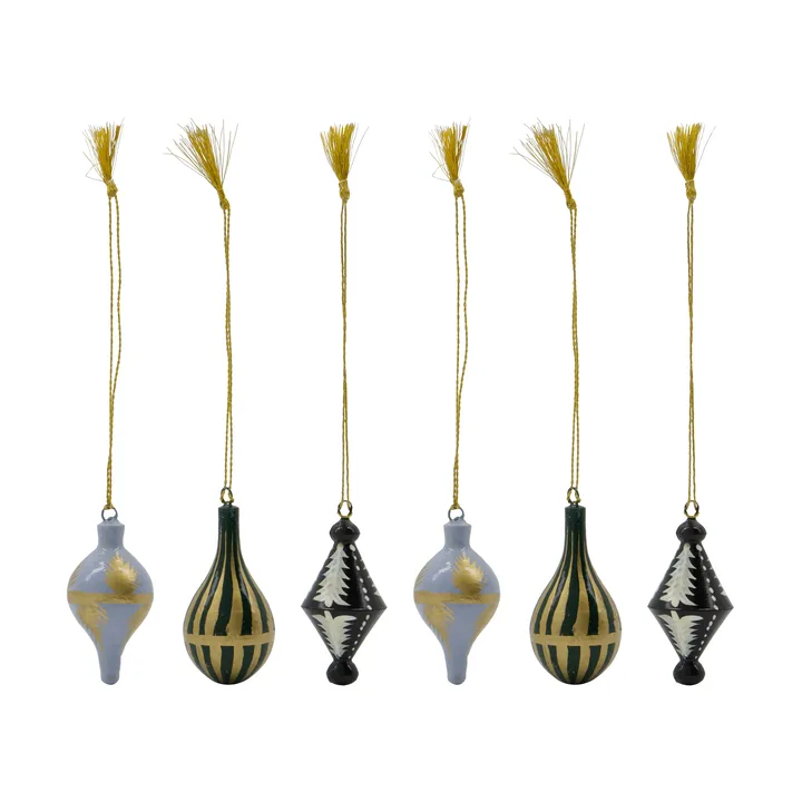 Stero kersthanger 6-delig - Zwart, wit, goud, blauw, groen - House Doctor