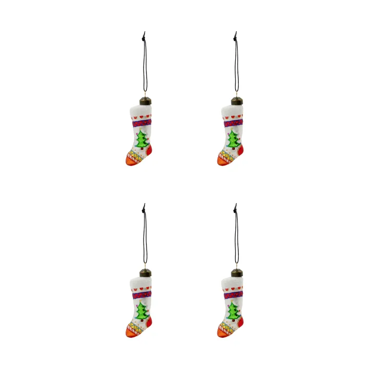 Stok kerstsok hanger 4-pack - Rood, wit - House Doctor