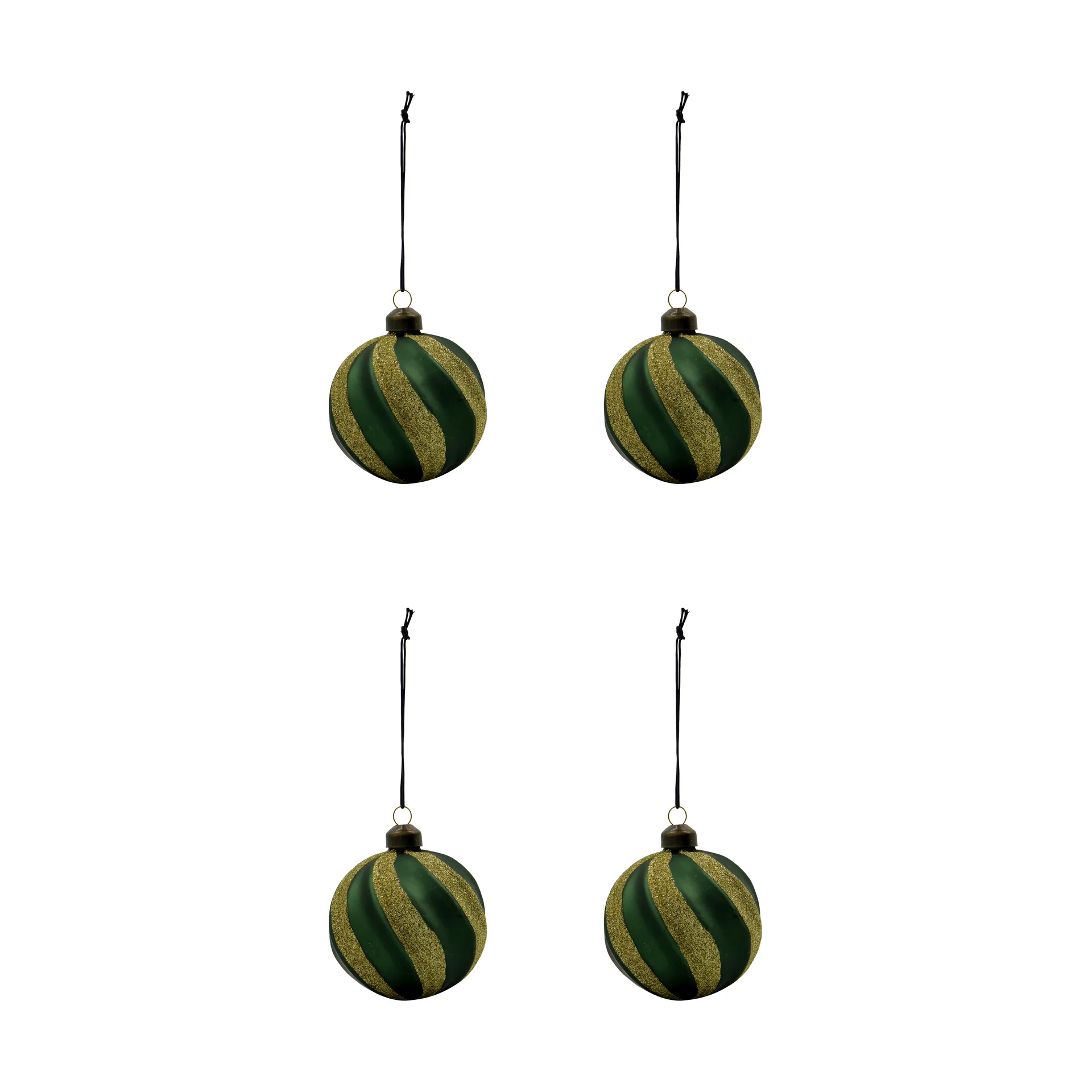 Swirl kerstbal 4-pack, Groen-goud House Doctor