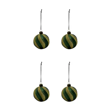 Swirl kerstbal 4-pack - Groen-goud - House Doctor