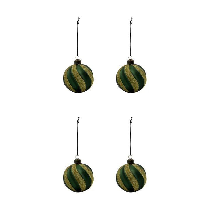 Swirl kerstbal 4-pack - Groen-goud - House Doctor