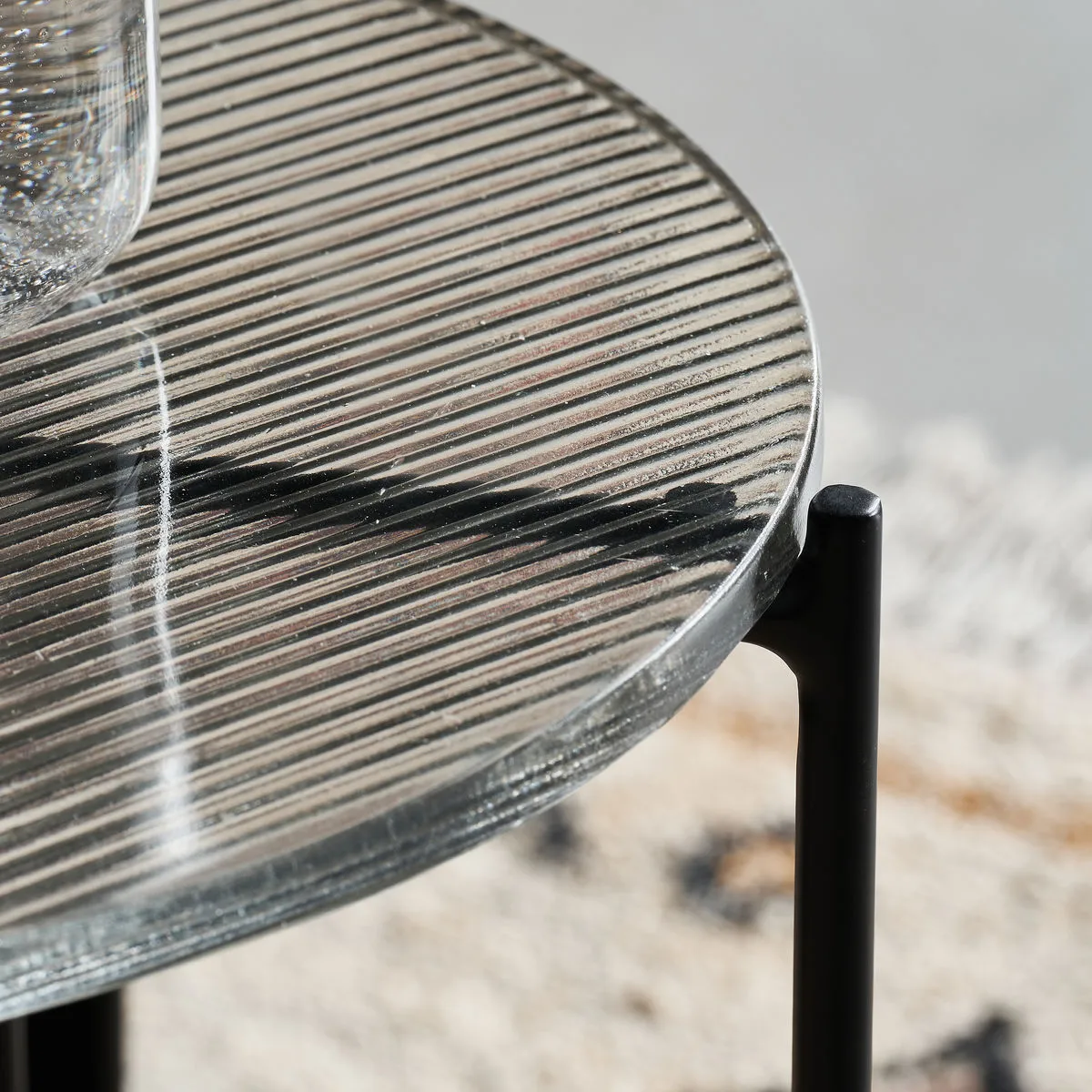 Tamu bijzettafeltje Ø32x50 cm, Zwart-glas House Doctor