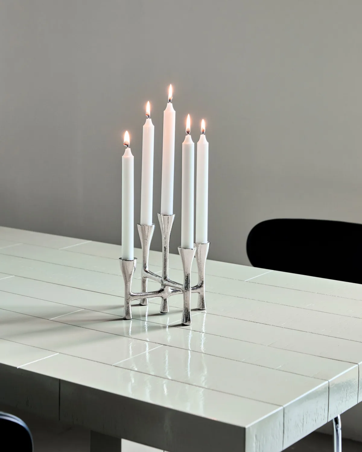 Tristy kandelaar 20 cm, Zilverkleurige afwerking House Doctor