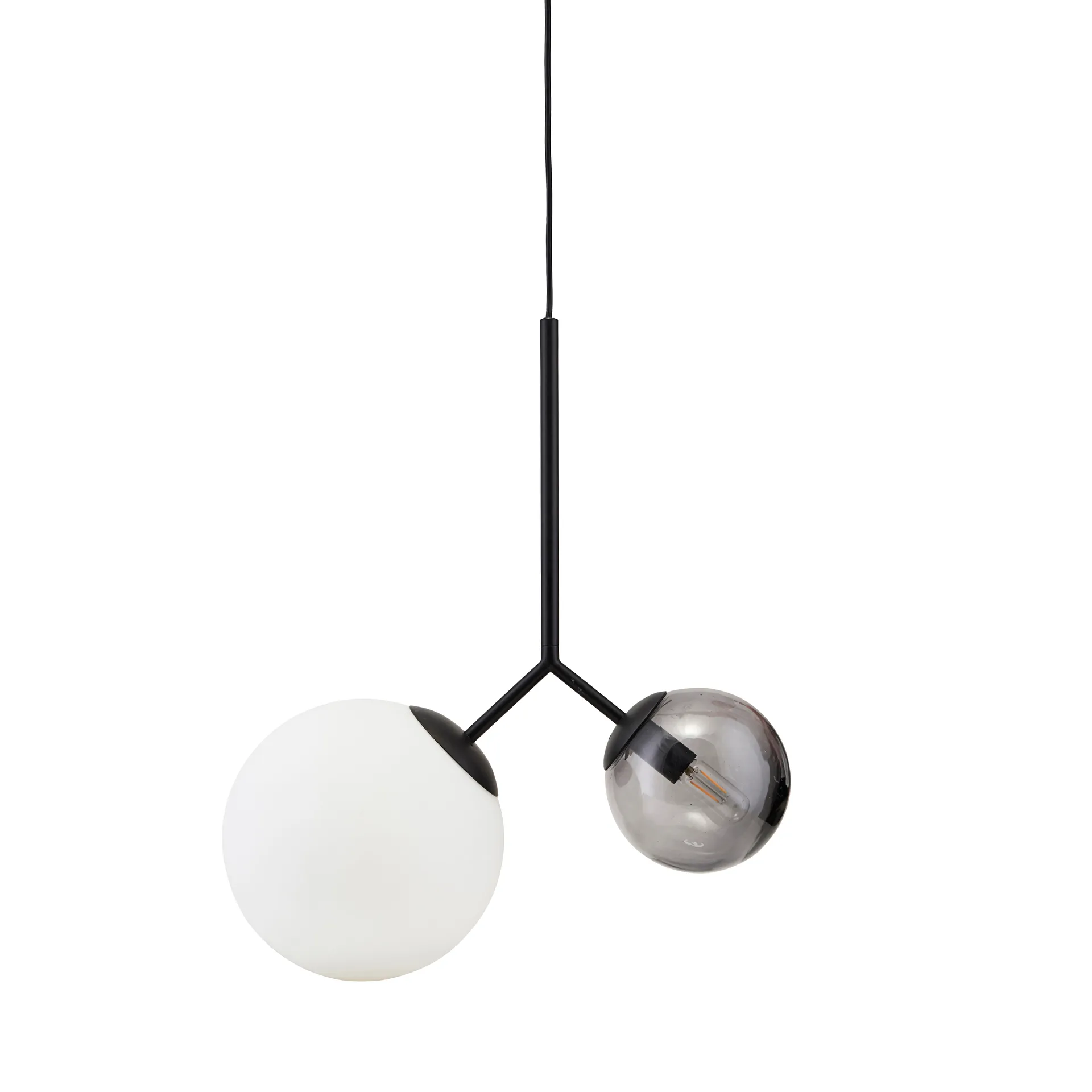Twice hanglamp, opaalglas- zwart glas House Doctor
