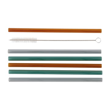 Vaca glazen rietjes 6-pack - Green-grey-orange - House Doctor
