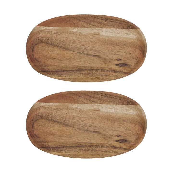 Wood dienblad 12,5x22,5 cm 2-pack - Natuur - House Doctor