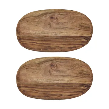 Wood dienblad 19x33 cm 2-pack - Natuur - House Doctor