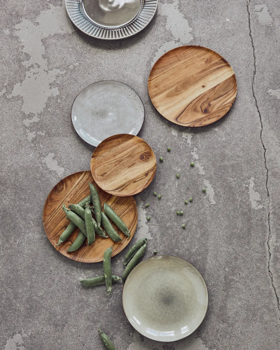 Wood dienblad Ø25 cm 2-pack, Natuur House Doctor