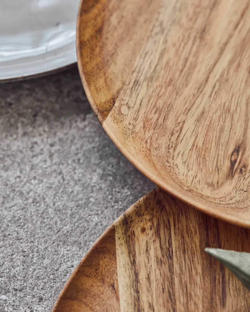 Wood dienblad Ø25 cm 2-pack, Natuur House Doctor