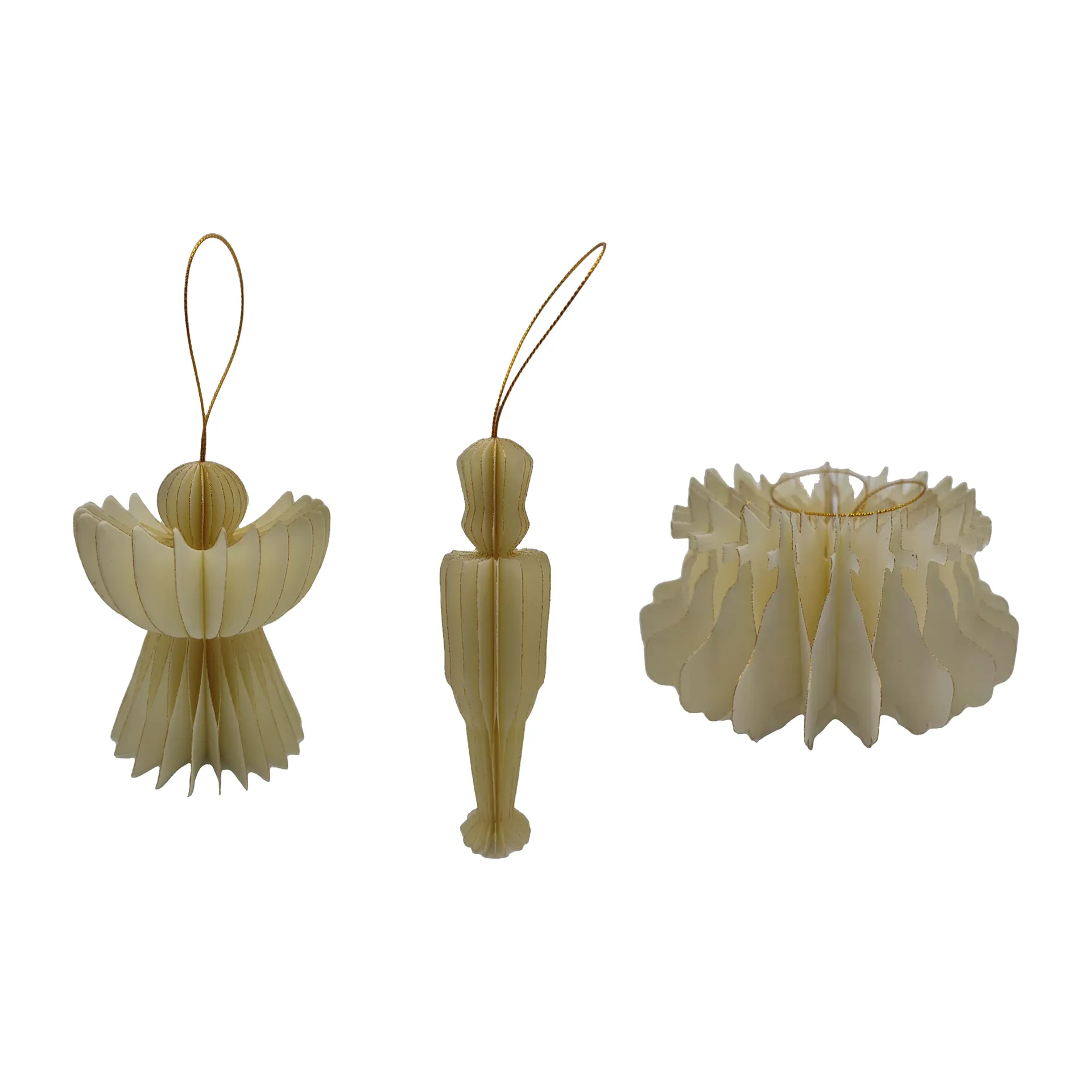 Humdakin kersthanger 3-pack, Off white/gold Humdakin