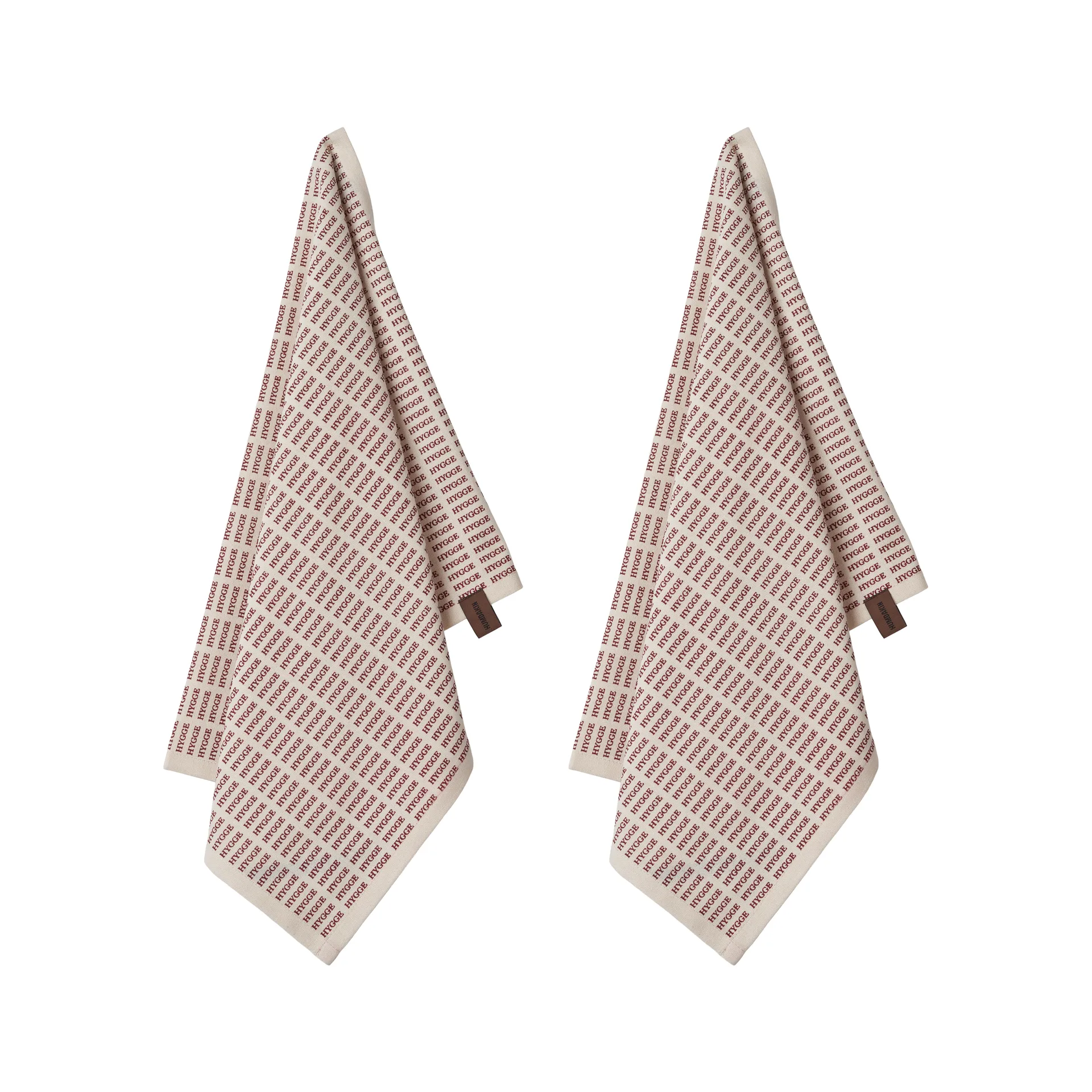 Humdakin Notes of Hygge keukenhanddoek kerst 2-pack, Off white-red Humdakin